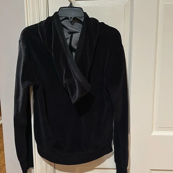 Black Velour Hoodie - Picture 2 of 5